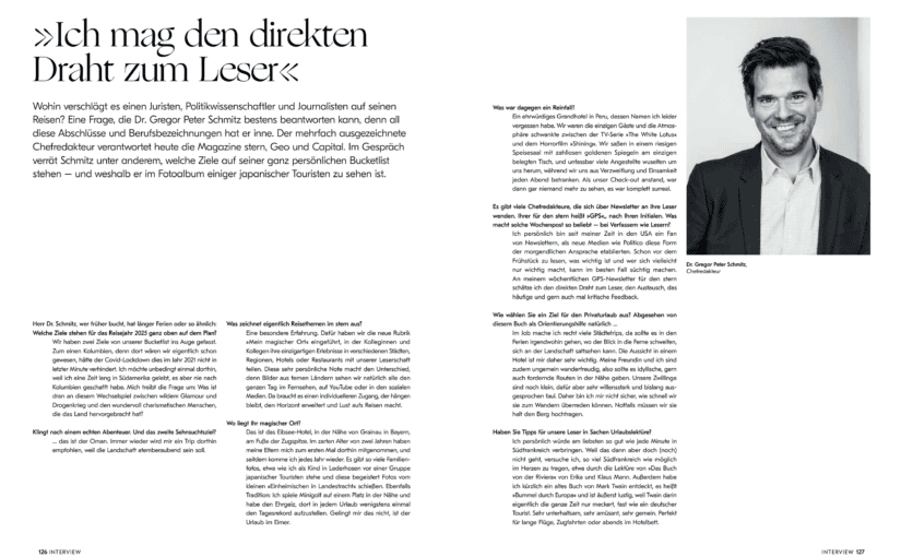 Interview: Gregor-Peter Schmitz (aus „101 besten Hotels Deutschlands“)