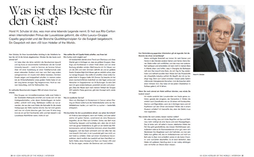 Interview: Horst Schulze (aus „101 besten Hotels Deutschlands“)